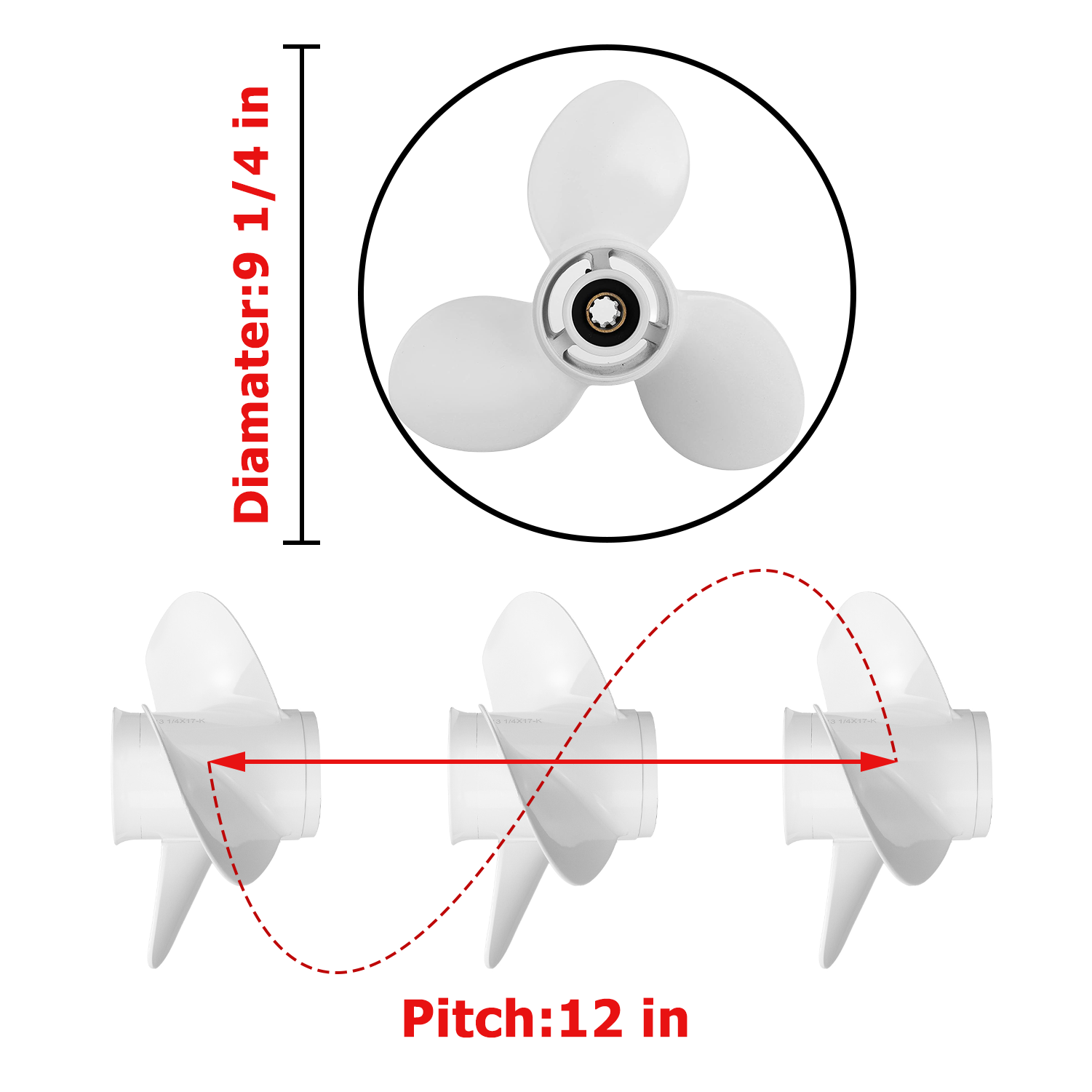 Boat Motor Propeller for YAMAHA/HIDEA 9.9-15HP 63V-45941-00-EL 63V-45943-10-EL 63V-45945-10-EL 63V-45947-00-EL 63V-45952-10-EL 683-45941-00-EL 683-45943-00-EL 683-45945-00 683-45947-00 683-45952-00-EL