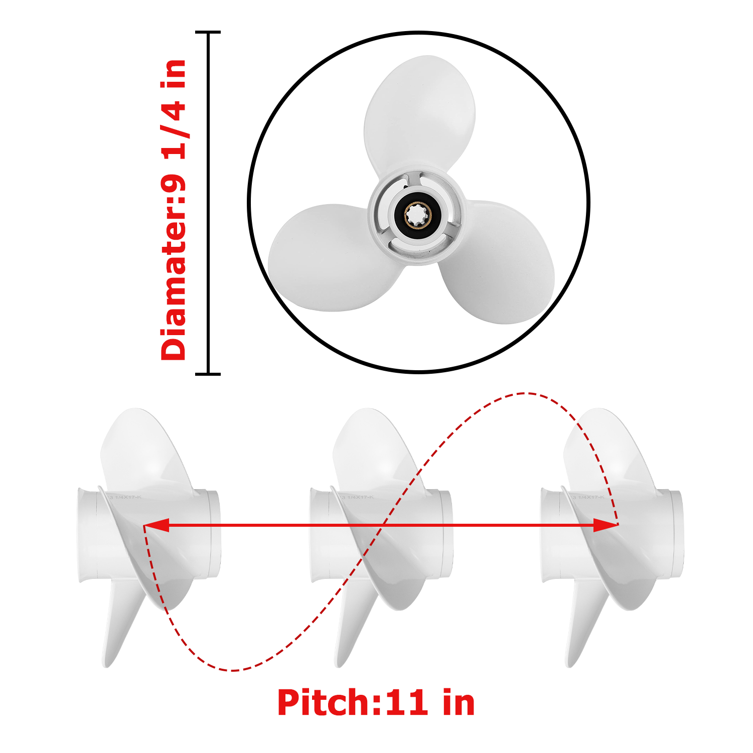 Boat Motor Propeller for YAMAHA/HIDEA 9.9-15HP 63V-45941-00-EL 63V-45943-10-EL 63V-45945-10-EL 63V-45947-00-EL 63V-45952-10-EL 683-45941-00-EL 683-45943-00-EL 683-45945-00 683-45947-00 683-45952-00-EL