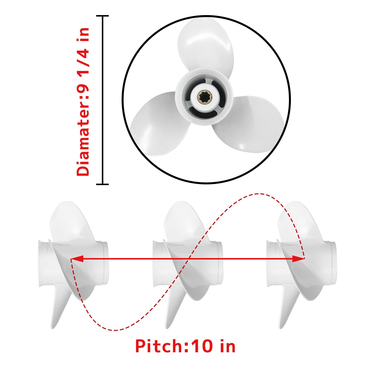 Boat Motor Propeller for YAMAHA/HIDEA 9.9-15HP 63V-45941-00-EL 63V-45943-10-EL 63V-45945-10-EL 63V-45947-00-EL 63V-45952-10-EL 683-45941-00-EL 683-45943-00-EL 683-45945-00 683-45947-00 683-45952-00-EL