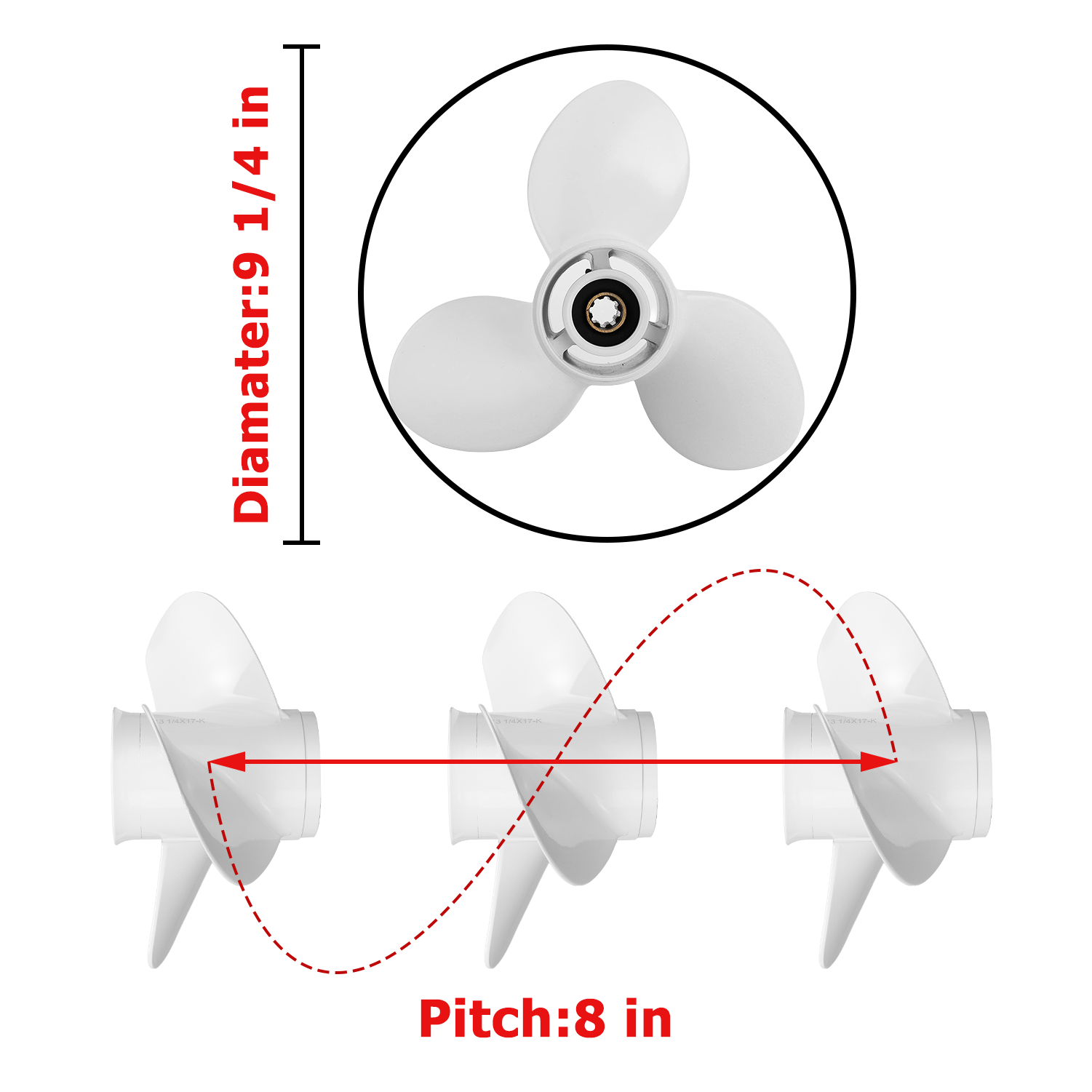Boat Motor Propeller for YAMAHA/HIDEA 9.9-15HP 63V-45941-00-EL 63V-45943-10-EL 63V-45945-10-EL 63V-45947-00-EL 63V-45952-10-EL 683-45941-00-EL 683-45943-00-EL 683-45945-00 683-45947-00 683-45952-00-EL