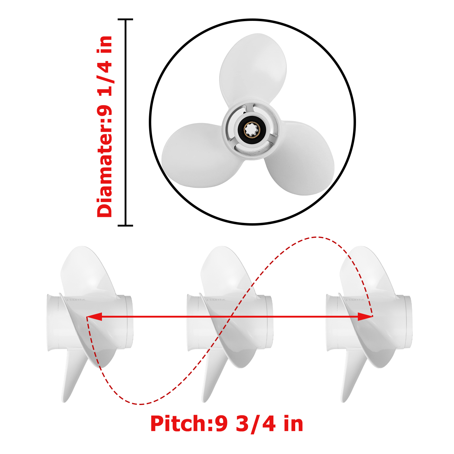 Boat Motor Propeller for YAMAHA/HIDEA 9.9-15HP 63V-45941-00-EL 63V-45943-10-EL 63V-45945-10-EL 63V-45947-00-EL 63V-45952-10-EL 683-45941-00-EL 683-45943-00-EL 683-45945-00 683-45947-00 683-45952-00-EL