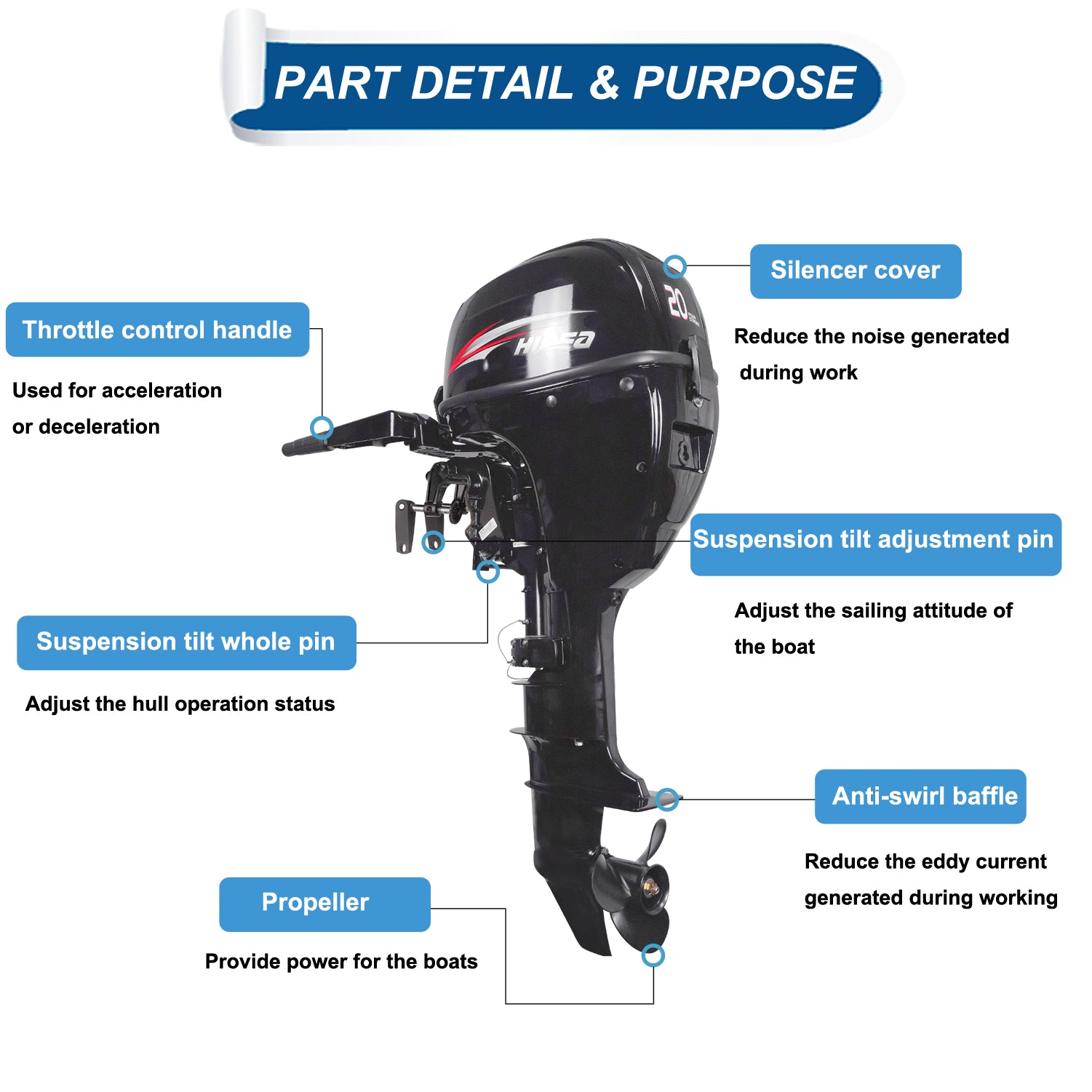 HDF20 HIDEA Outboard Engine 4 Stroke 20HP
