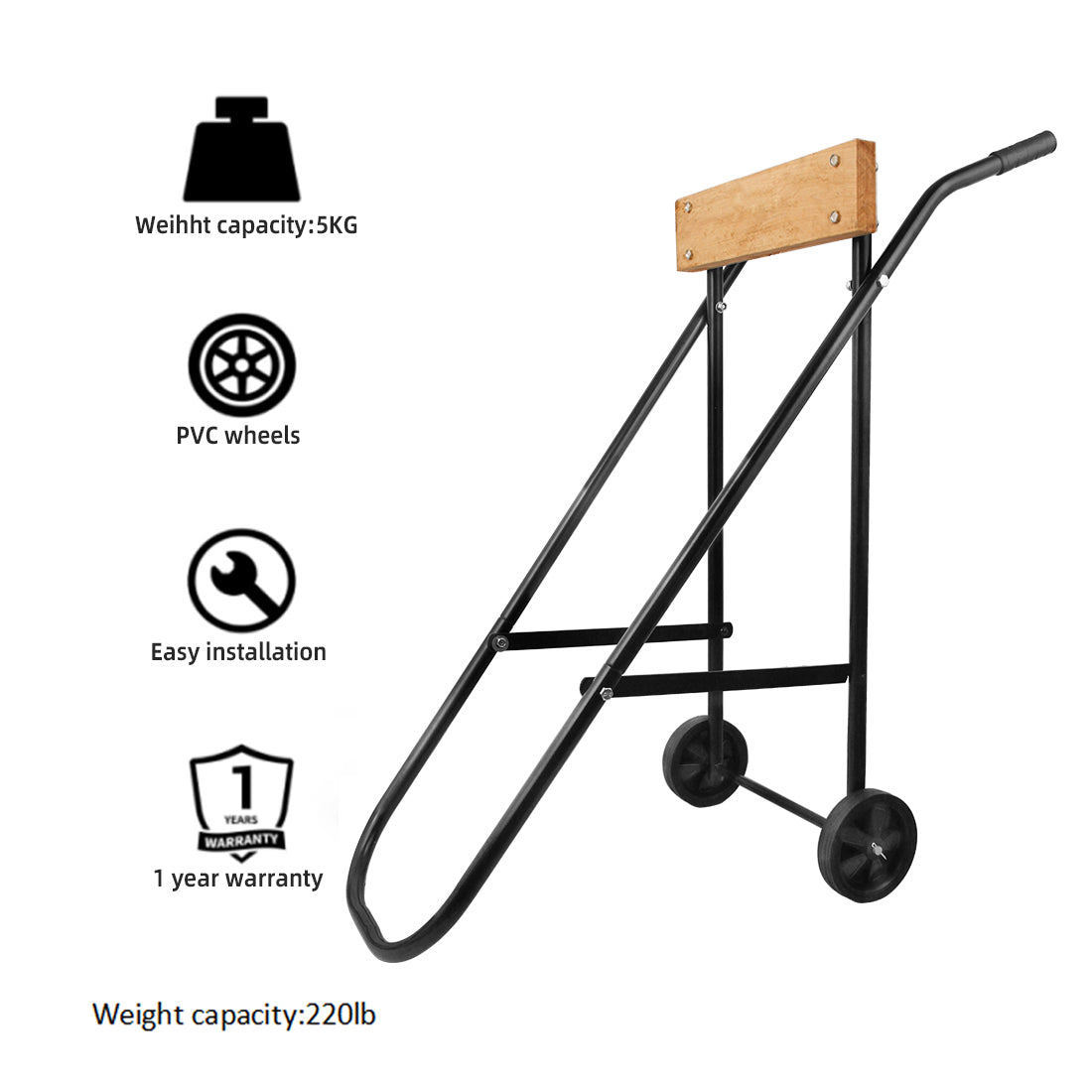 Support de moteur de bateau hors-bord, stockage 220LBS/100kg, chariot de transport 2-40HP