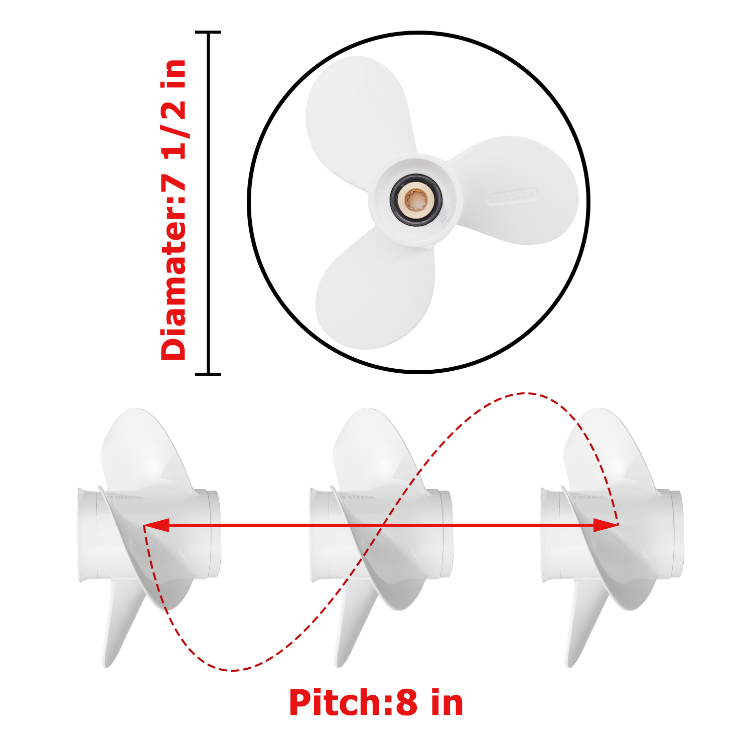 Boat Motor Propeller for YAMAHA/HIDEA 4-6HP 6E0-45941-01 6E0-45943-01