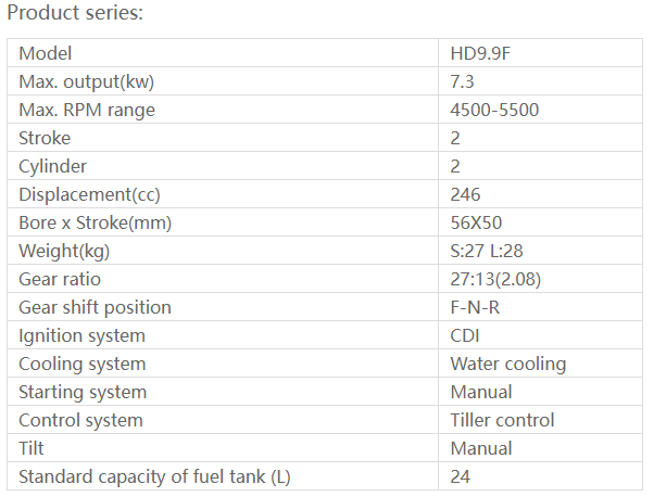 HD9.9F HIDEA Outboard Engine 2 Stroke 9.9HP