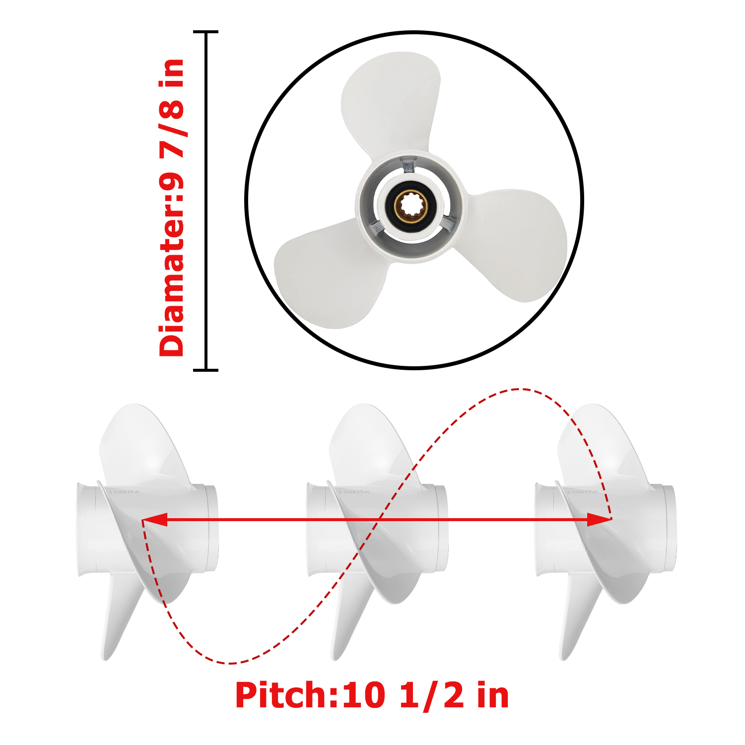 Hélice de moteur de bateau pour YAMAHA/HIDEA, 20-30hp