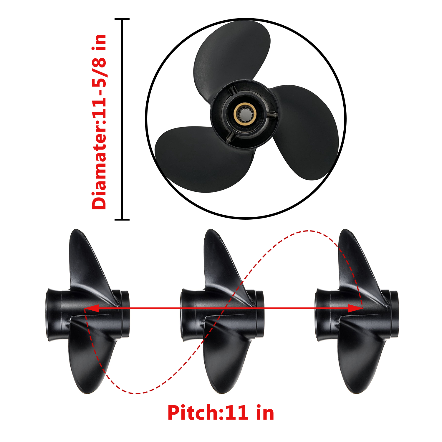 Boat Motor Propeller for Mercury/Mercruiser/Mariner 40HP 48-823478A5 48-855856A5 48-855860A