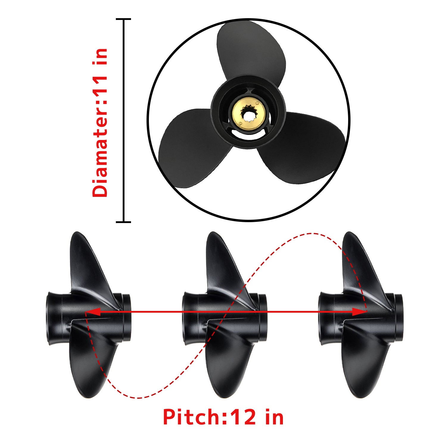 Boat Motor Propeller for Mercury/Mercruiser/Mariner 40HP 48-823478A5 48-855856A5 48-855860A