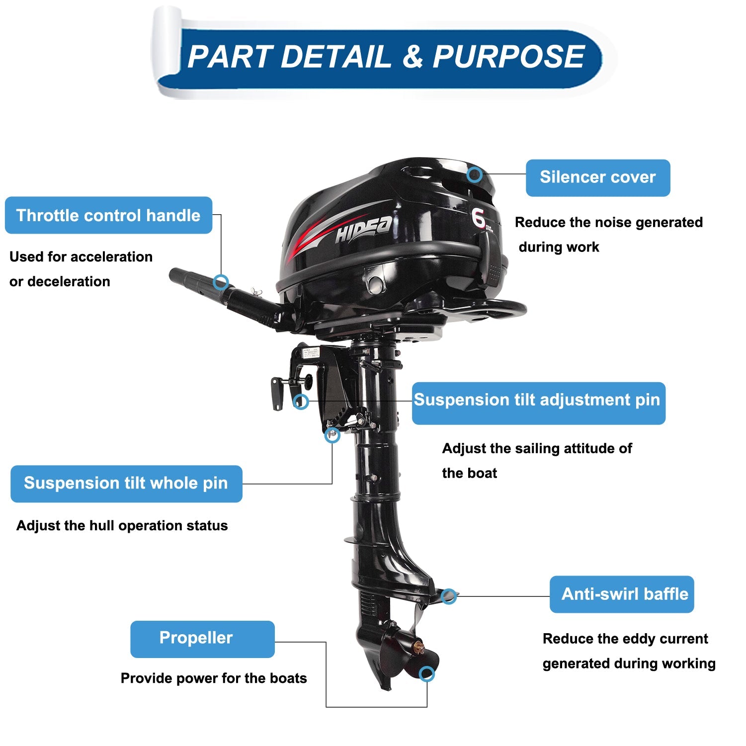 HDF9.9 HIDEA Outboard Engine 4 Stroke 9.9HP