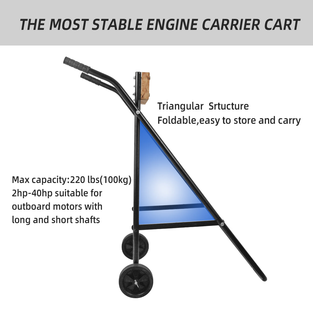 Soporte para Motor de barco fueraborda, almacenamiento de 220LBS/100kg, carrito portador de 2-40HP